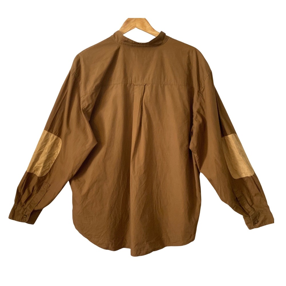 Woolrich Mens XL Rugged Nutmeg Brown Cotton Elbow Patch Utility Shirt Outdoor - Picture 2 of 6